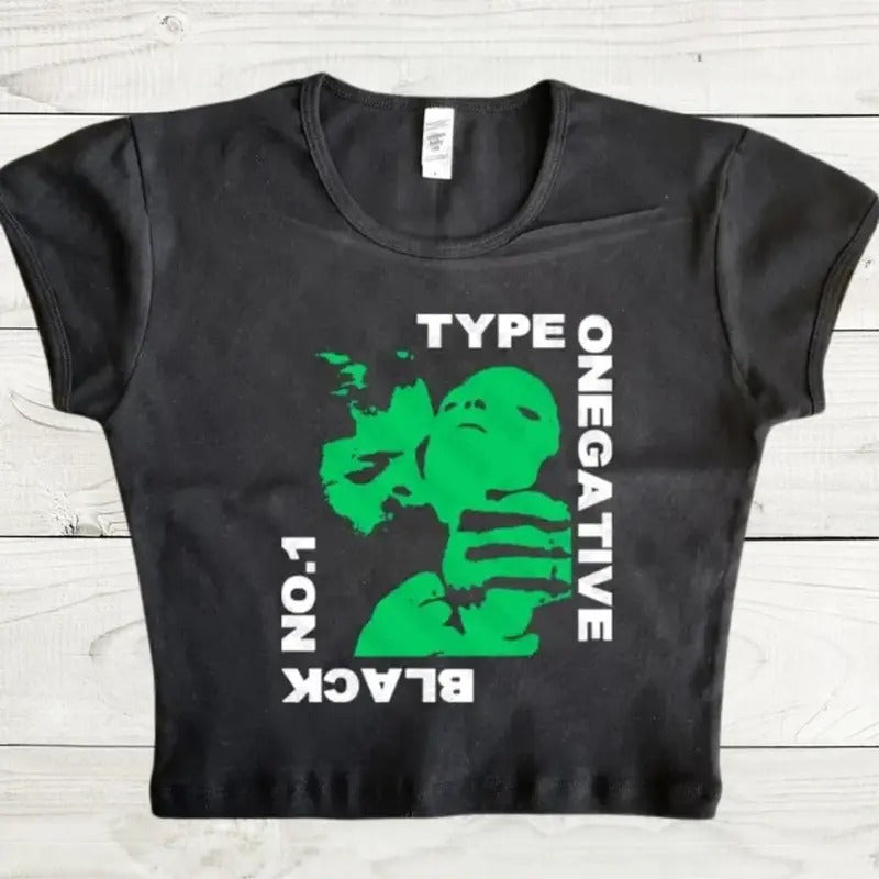 Gothic Emo Girl Baby Tee, Type O Negative Baby Tee, Y2k Top Women Streetwear, Women Fitted T-Shirt, Gothic Emo Girl Top, Scene Clothing 2000s, Casual Cotton Short Sleeve