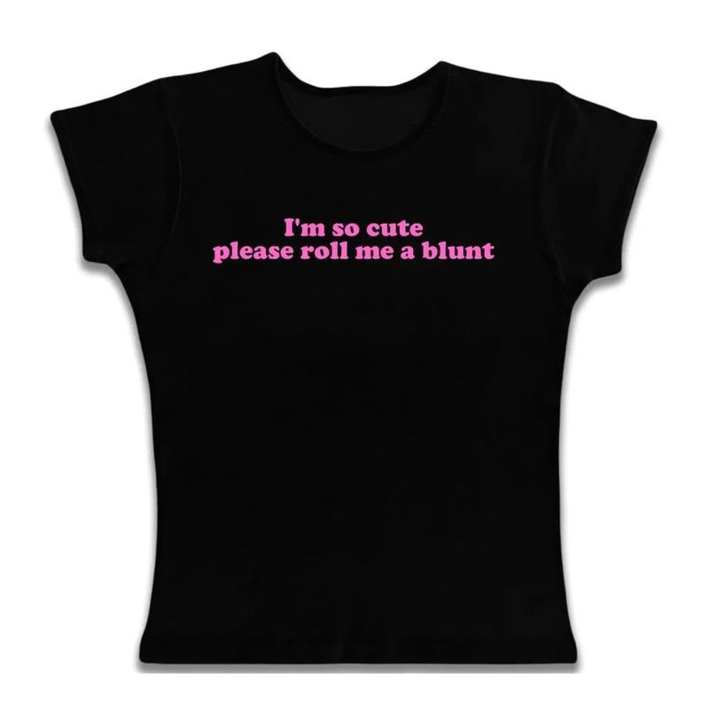 Gothic Emo Girl Baby Tee, Women Fitted T-Shirt, Im So Cute Baby Tee, Goth Short Sleeve Emo Girls Tops, Emo Scene 2000s Clothes, 2000 tops, Casual Cotton Short Sleeve