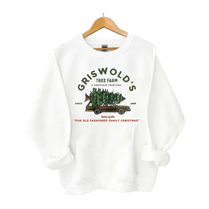 Gr1swold's Tree Farm A Christmas Tradition Since 1989 Sweatshirt, Tree Farm Home of the Fun Old Fashioned Family Christmas Sweater Classic Cotton