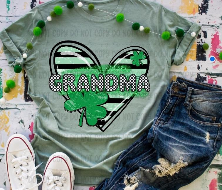 Grandma Clover Heart DTF Transfer - THIS IS NOT A SHIRT