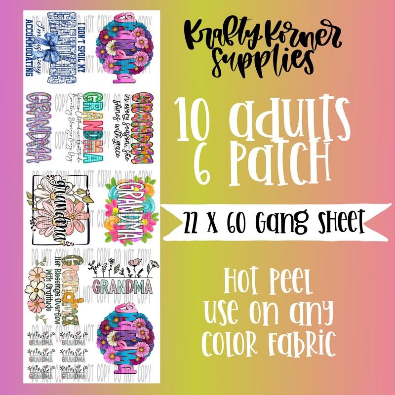 Grandma DTF Transfer Gang Sheet, 22 x 60