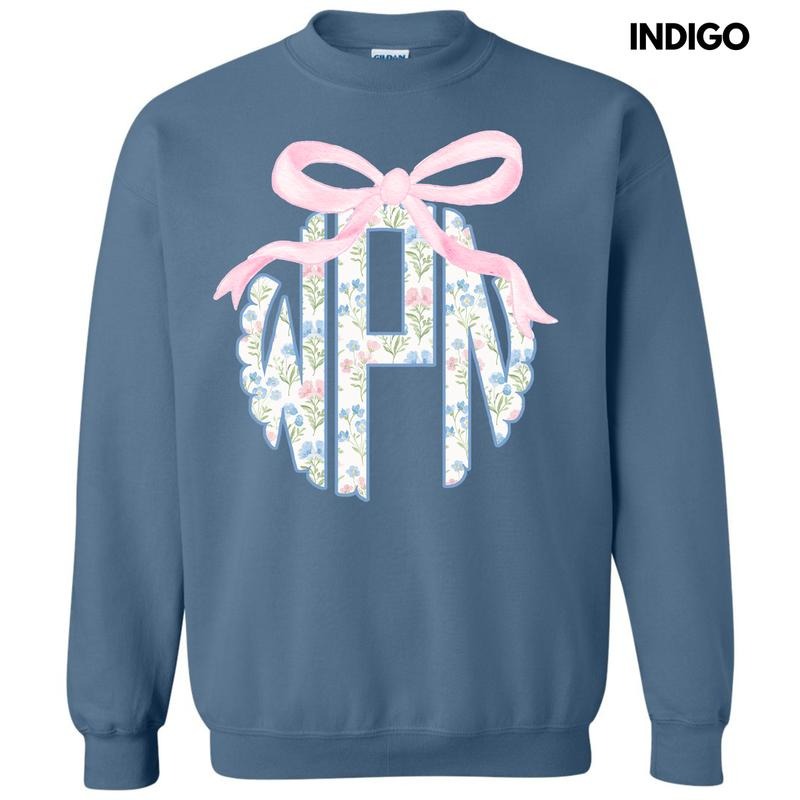 Grandmillennial Floral Monogram Sweatshirt 'NLB'