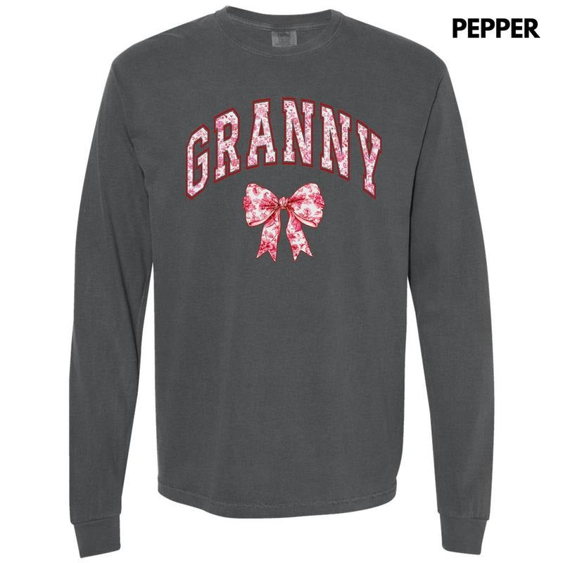 Granny Red Ginger Jar Florals Long Sleeve Comfort Colors T-Shirt 'NLB'