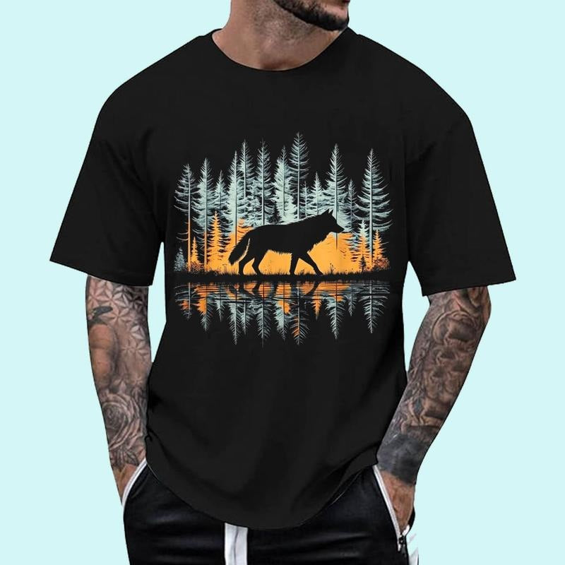 Graphic Wolf Nature Unisex T-Shirt, Cotton 100%, Top Trending Fashion