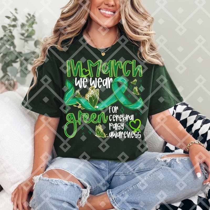 Green Cerebral Palsy WHITE INK DTF Transfers - THIS IS NOT A SHIRT