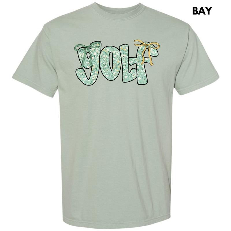 Green Floral Golf Comfort Colors T-Shirt 'NLB'