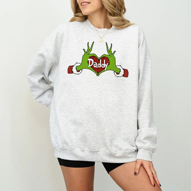 Grinchh Daddy Christmas Sweatshirt, Grinchh Family Sweatshirt, Grinchmas Matching Shirts, Grinchh Christmas Daddy Mommy Baby Shirts, Grinchh Heart Family 2024 Shirts