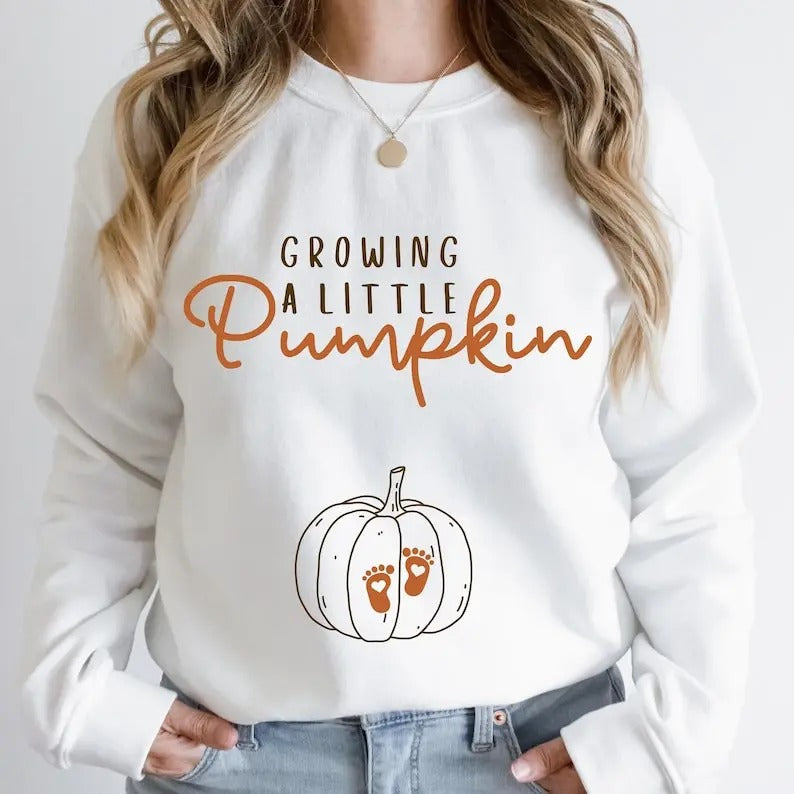 Growing A Little Pumpkin Sweatshirt Fall Maternity Sweater Pregnancy Thanksgiving Shirt Fall Pregnancy Announcement Gift Pregnancy Reveal