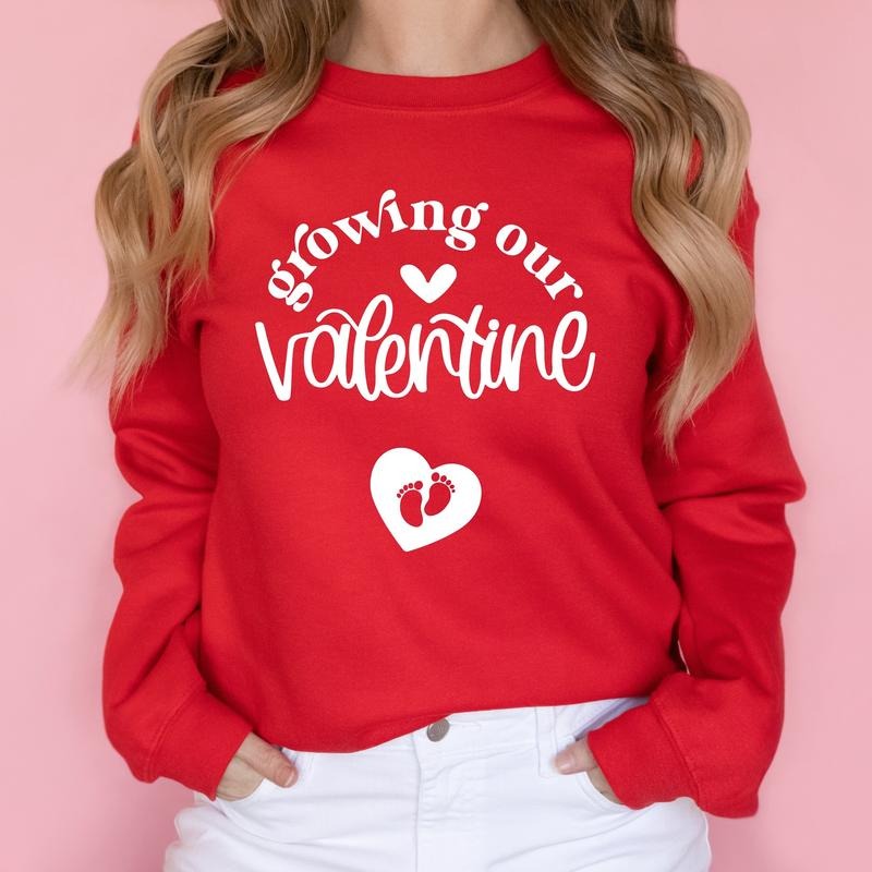 Growing Our Valentine Sweatshirt, Valentines Day Pregnancy Announcement Hoodie, Cute Baby Reveal Sweatshirt, Expecting Mama Long Sleeve, Mom To Be Gift Sweater, Maternity Sweatshirt.