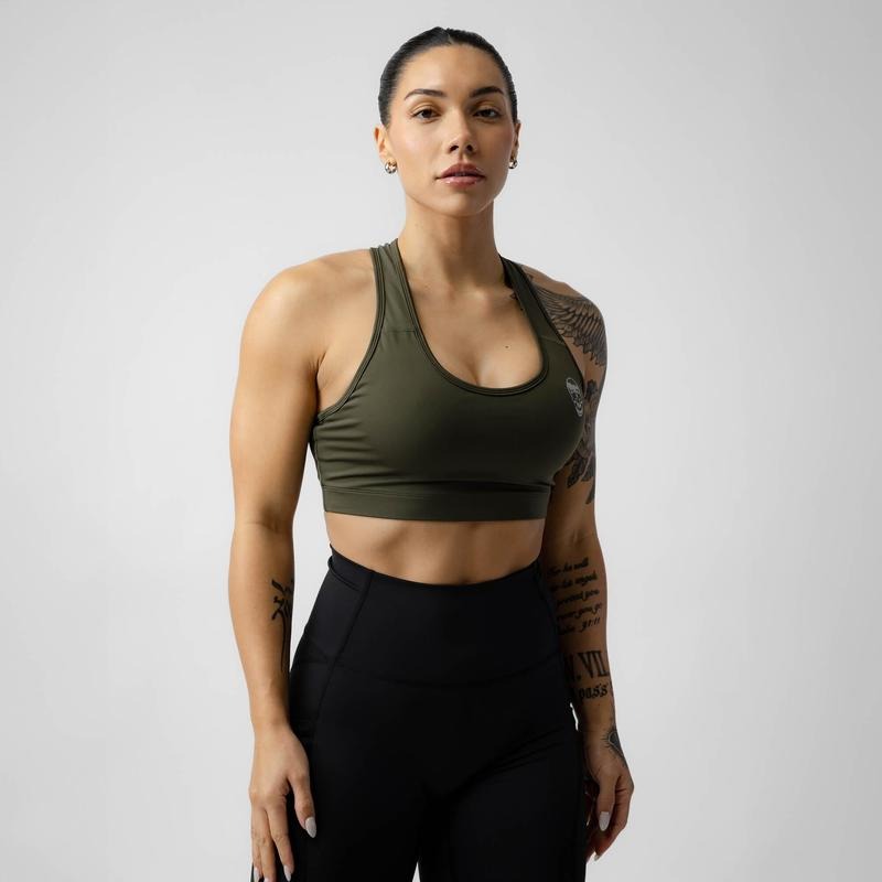 Gymreapers Performance Bra - OD Green, Quick-Drying Material, Racerback Design, High Support, Summer