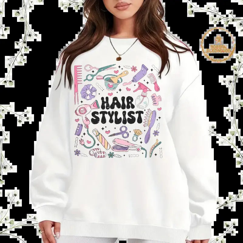 Hair Stylist Vibes, Salon Aesthetic Must-Haves, Pro Hairstylist Tools , Beauty Salon Inspo, Perfect Gifts for Hairdressers, Barber Shop Essentials Crewneck Fabric Fashion Womenswear Hoodie Soft