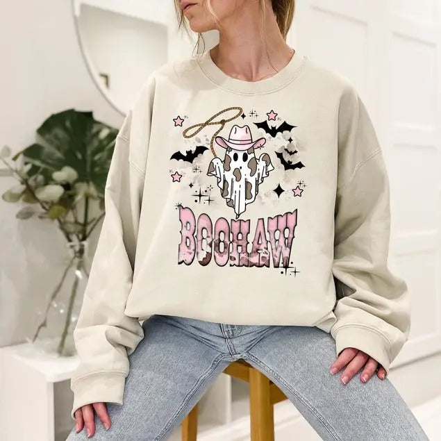 Halloween Boo Haw Shirt,Halloween Sweatshirt,Halloween Shirt,Halloween Vintage Sweatshirt ,Halloween Retro Sweatshirt,Cowboy Halloween Shirt