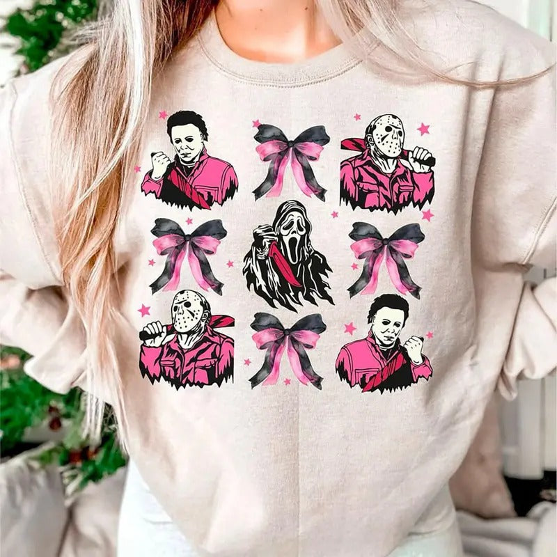 Halloween Coquette Sweatshirt, Halloween Movie T-Shirt, Summerween Shirt, Ghostface Sweatshirt, Scream Movie Sweater, Halloween Coquette Bow Sweatshirt
