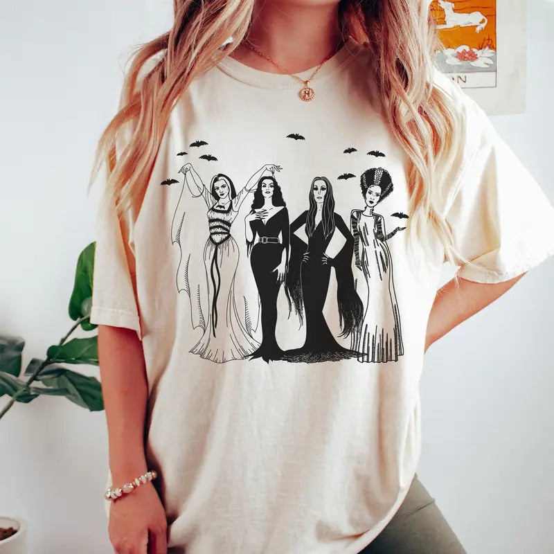 Halloween Friends Tee, Fall Shirts For Women, Spooky Season, Halloween Gift For Her, Unisex Short Sleeve Tee Shirt, Casual Clothing Top Womenswear