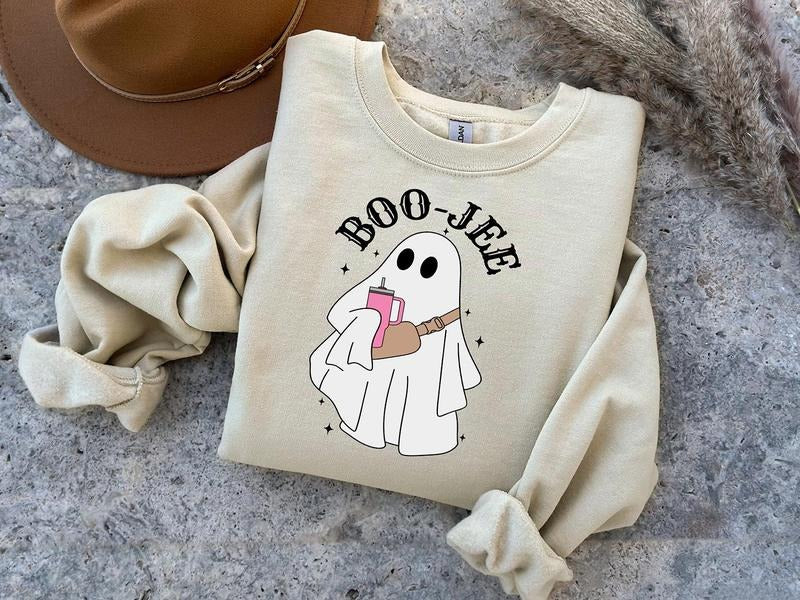 Halloween Ghost Sweatshirt, Boo Jee Shirt, Boo Shirt, Spooky Ghost Sweater, Spooky Season Ghost, Spooky Vibes, Halloween Gifts, Retro Sweatshirt, Hoodie, Comfort Colors