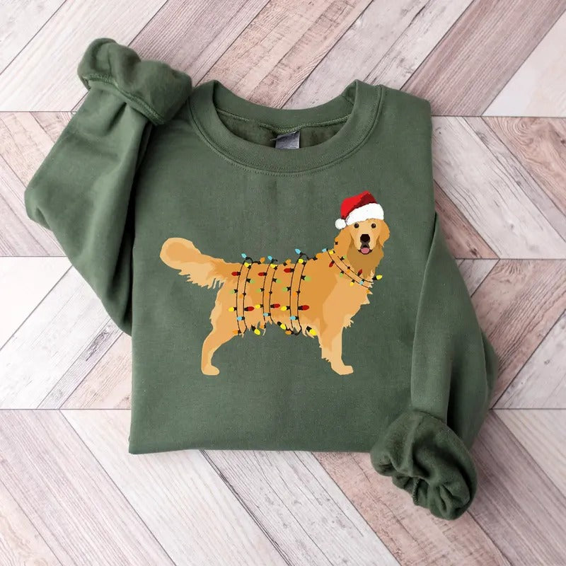 Halloween Golden Retriever Ghost Dog Sweatshirt for Men, Unisex Cotton Fabric