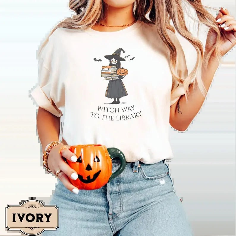 Halloween Librarian Shirt, Cute Bookworm tee, English Teacher Shirt, throne of glass book merch, dark romance shirts, acotar Casual Cotton