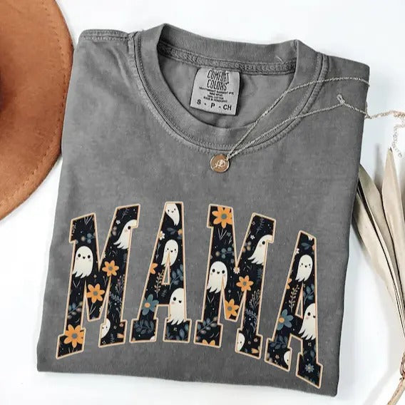 Halloween Mama Shirt, Mom Halloween Shirt, Spooky Mama Shirt, Mama Halloween, Cute Ghost Shirt, Floral Ghost Shirt