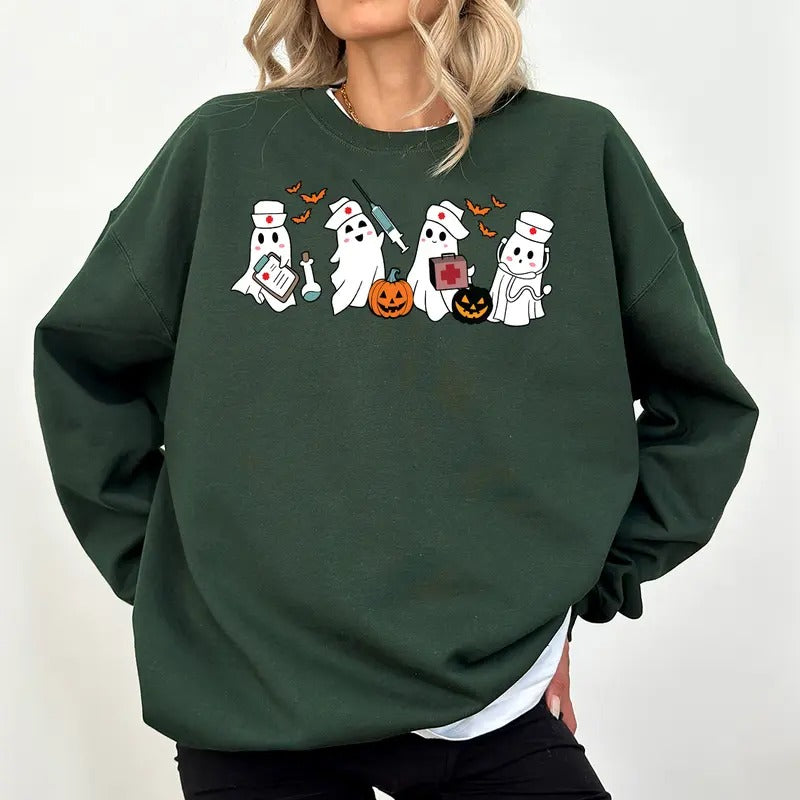 Halloween Nurse Sweatshirt, Nurse Shirt, Halloween Nursing Sweatshirt, Cute Nurse Sweatshirt, Nursing Student Tshirt, Er Nurse T-Shirt