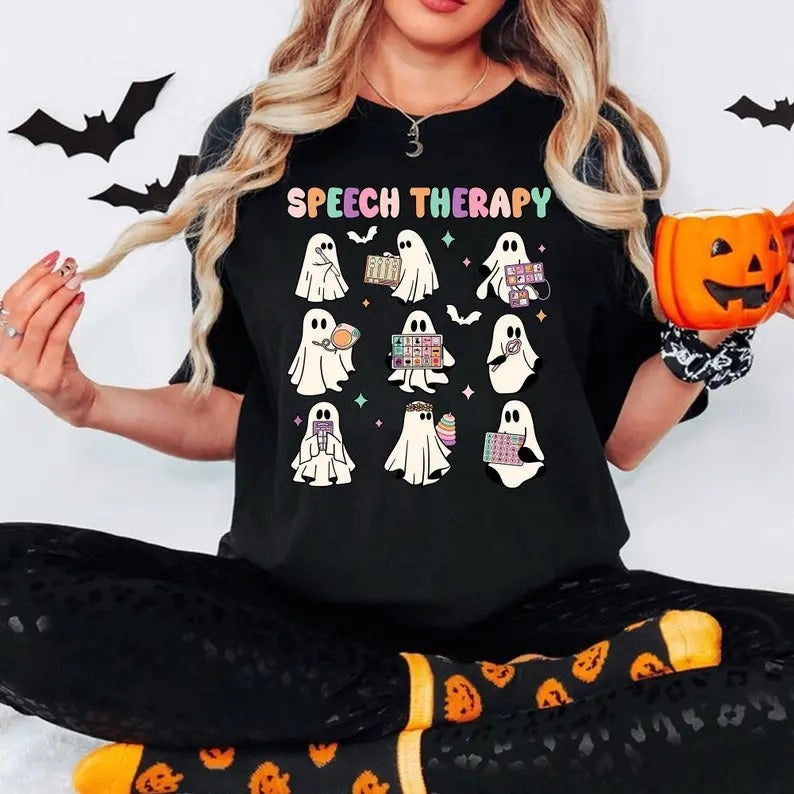 Halloween Speech Therapy Shirt, SLP Shirt, Speech Therapy, Speech Therapist, Speech Pathology, SLP Teacher, Slp Halloween, SLP Ghost Shirt