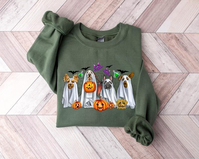 Halloween Sweatshirt, Halloween Ghost, Ghost Sweatshirt, Halloween Dog Sweatshirt, Ghost Dog Shirt,2023 Happy Halloween, Retro Spooky Season T-shirt, sweater and Hoodie