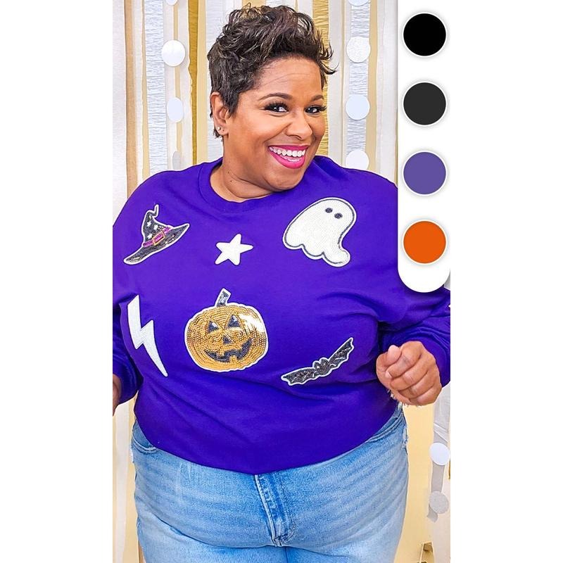 Halloween Things Sequin Graphic Long Sleeve T-Shirt