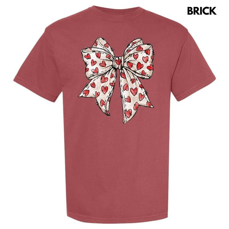 Hand Drawn Heart Bow Comfort Colors T-Shirt 'NLB'