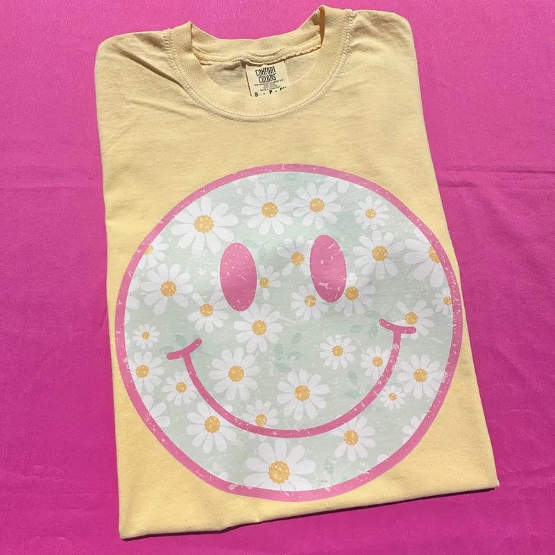 Happy Daisy Face Comfort Colors T-Shirt 'NLB'