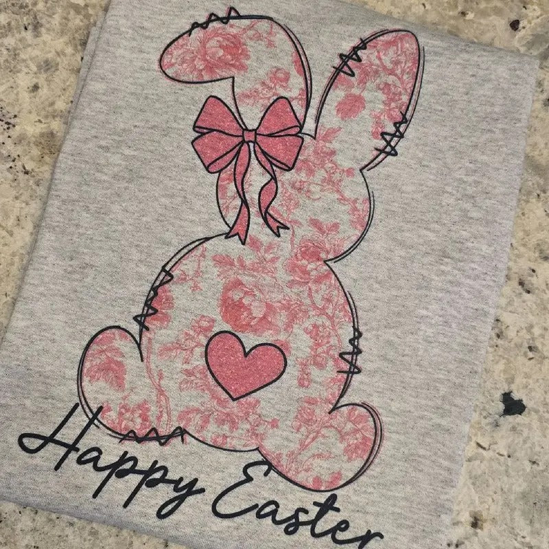 Happy Easter Floral Bunny Graphic Tee or Sweatshirt