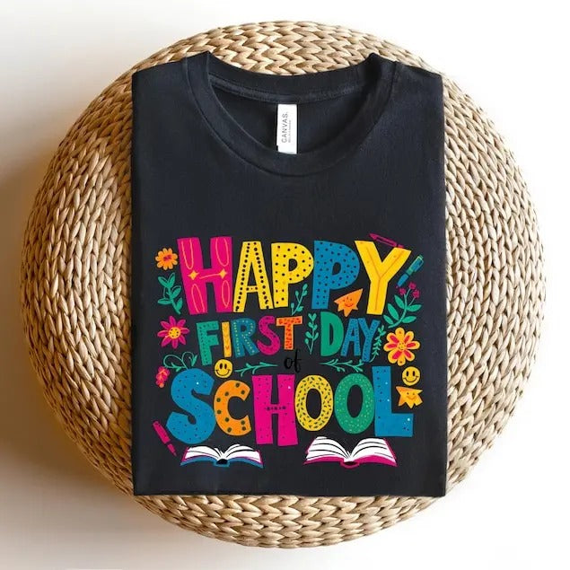 Happy First Day of School Teacher Shirt, Back to School Shirt for Teachers, Teacher Shirt Back to School Shirt Teacher Gift, School Shirt