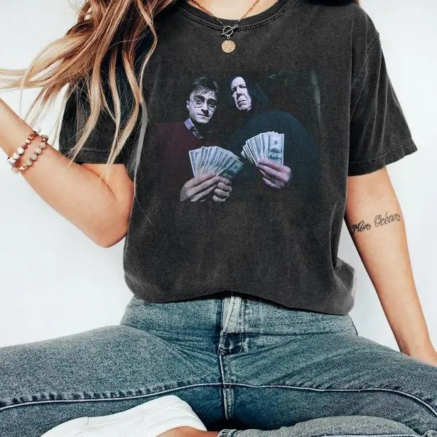 Harry potter and Severus Snape Money Gang Meme Funny Shirt, Money Rich Severus Snape Tshirt, Humorous Hogwarts Tee, Wizard School Apparel, Potter Tee