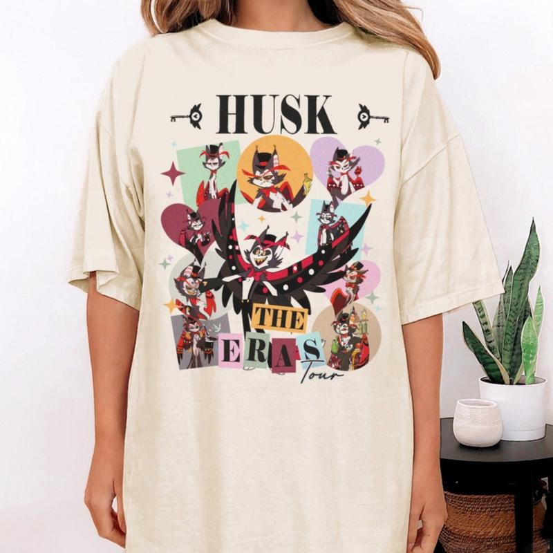 Hazbin Hotel Husk Comfort Colors T-Shirt, Hazbin Hotel Characters Eras Tour T-Shirt, Hazbin Hotel Cartoon T-Shirt, Helluva Boss Tee