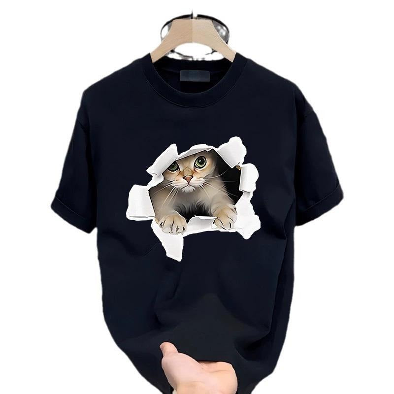 Heavy cotton short-sleeved T-shirt casual trend men and women summer ins white round neck top trendy versatile men's half-sleeve