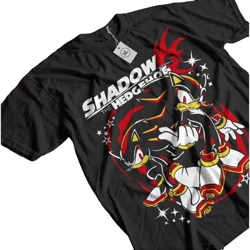 Hedgehog Shadow T-shirt - Speedster Energy, Japanese Anime Hero, Gaming Legend Apparel, Manga-Inspired Action Wear, Anime Manga Shirt