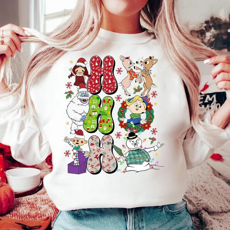 Ho Ho Ho Rudolph The Red Nosed Reindeer Christmas Shirt, Christmas Movie Shirt, Snowman Christmas Shirt, Reindeer Christmas Shirt