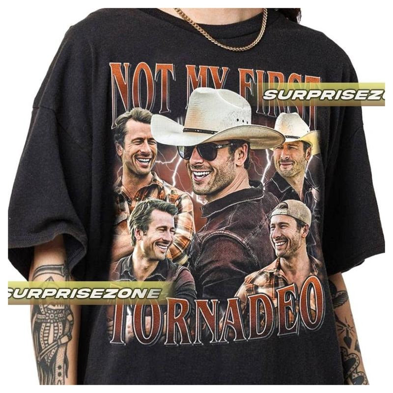Homage Glen Powell Not My First Tornadeo Shirt If You Feel It Chase It Shirt Glen Powell Cowboy Shirt Twister Movie Shirt