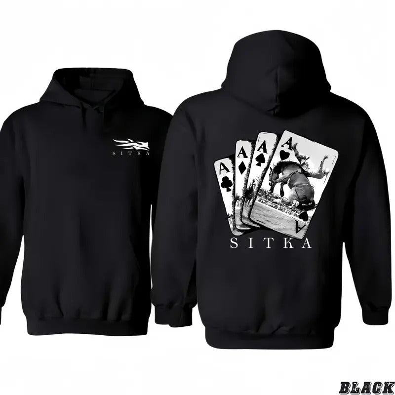 Sitka Ace Card 2 sided Hoodie/T-Shirt Card playing Hoodie/T-Shirts Vintage Style Unisex T-shirt/Hoodie, Vintage for Men and Women Fashion