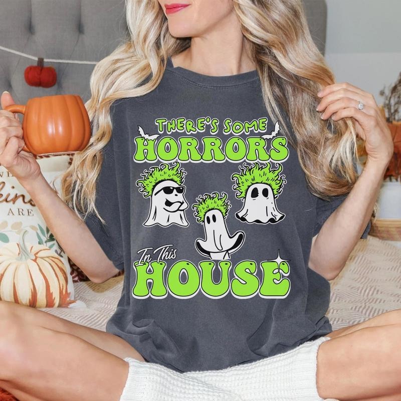 Horror Characters There's Some Horrors In This House Shirt Betleju1.ce, Horror Movies Shirt, Halloween Sweatshirt, Halloween Gift Cotton Top