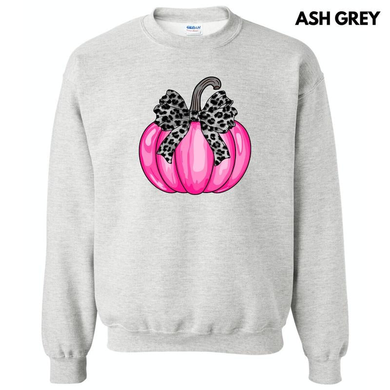 Hot Pink Leopard Bow Pumpkin Sweatshirt 'NLB'