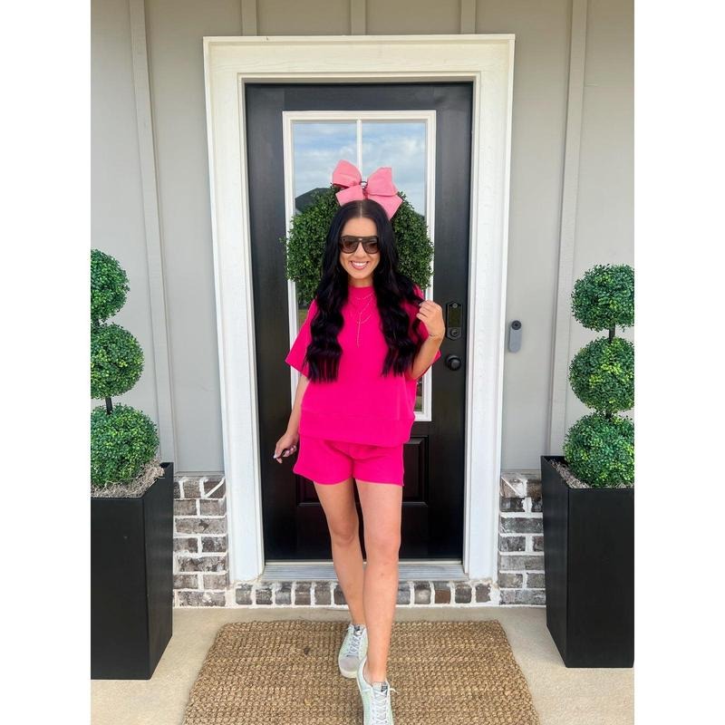 Hot Pink Slow Sunday Ribbed Knit Set