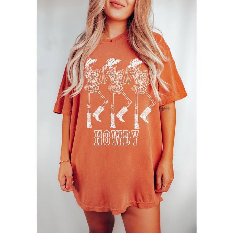 Howdy Cowboy Tee, Skeleton Cowboy Tee, Dancing Skeleton Tee, Boho Tee, Vintage Inspired Cotton T-shirt, Unisex Tee, Tee