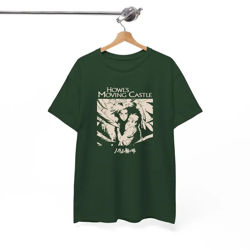 Howl's Moving Castle Shirt, Howl and Sophie Shirt, Anime shirt, Harajuku Clothing Womenswear Crewneck Polyester Sweatshirt Unisex Tops Cottonstyle{n002}2