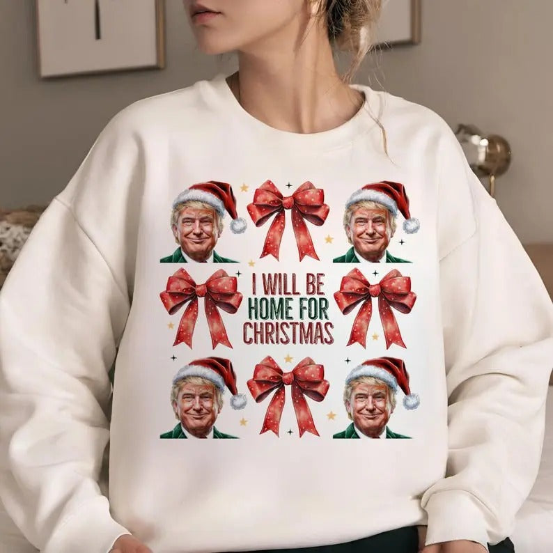 Humorous Trump Christmas Shirt, Christmas Sweatshirt, Funny Christmas, Sublimation Shirt, Trump Bow Shirt, For Men, For Women