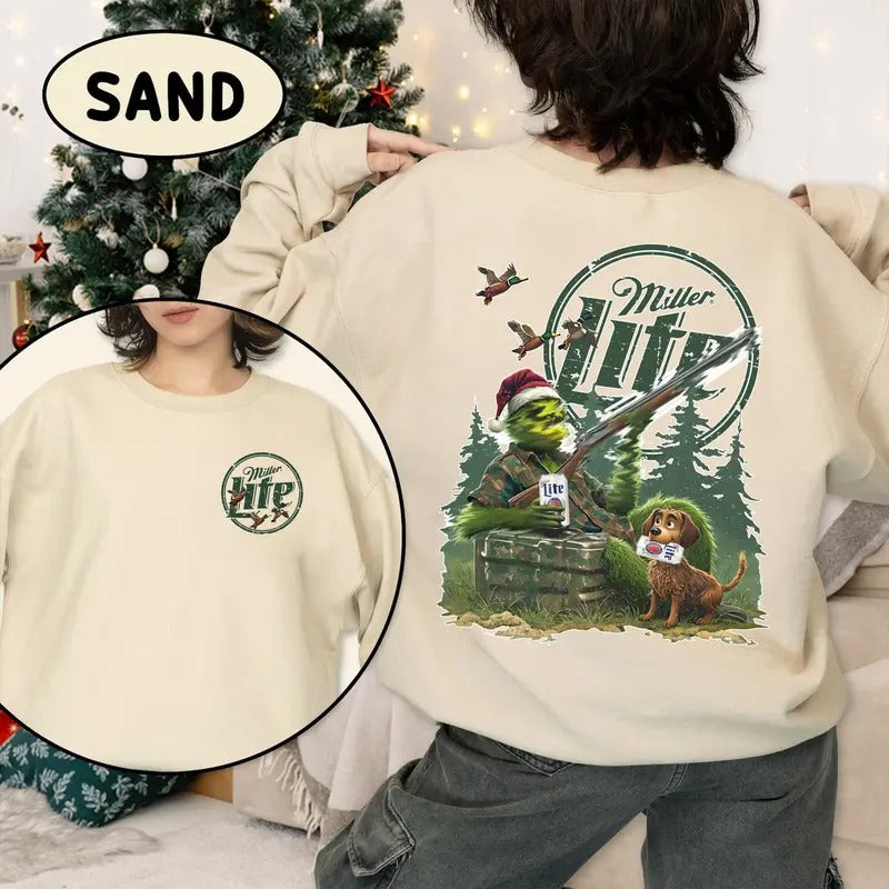 Hunter Green Beer 2 Siders Shirt, Character Xmas Christmas Sweatshirt, Hunting Season, Movie Xmas Sweatshirt Funny Christmas Sweatshirt