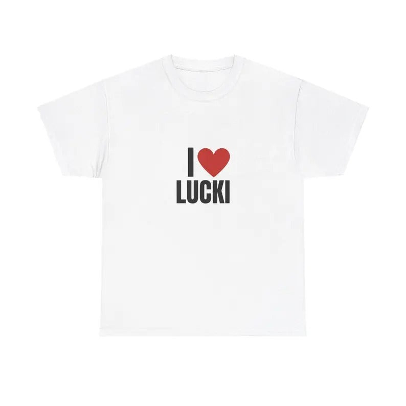 I Love Lucki Heavy T-Shirt, Unisex, Gift, Graphic T Shirt, Gift For Him, Gift For Her, Menswear Cotton Classic Casual Basic Short Sleeve