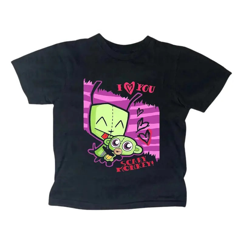 I Love You GIR Baby Tee - Y2K Women Streetwear Gothic Emo Girl Top - Vintage Zim Baby Tee - Scene Clothing 2000s - Gift For Girlfriend - Gamis, Womenswear
