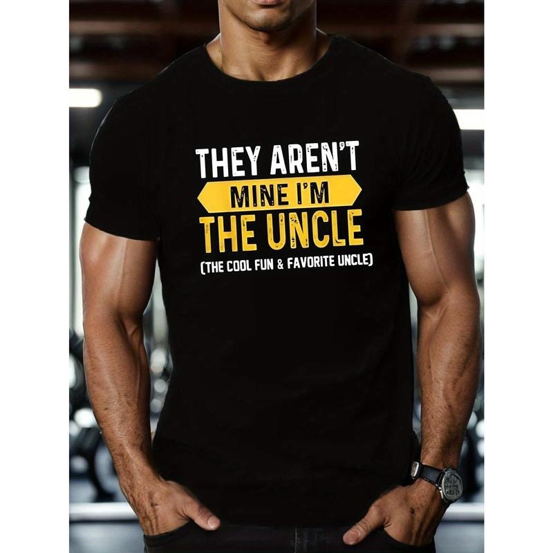 I'M THE UNCLE Print Men's Short Sleeve Casual T-shirt, Crew Neck Tee Tops, Summer Outdoor Daily Wear Made in USA
