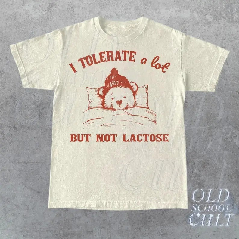 I Tolerate A Lot But Not Lactose Retro 90s Shirt, Vintage Lactose Intolerant T Shirt, Tummy Ache, Funny Saying Shirt, Milk Shirt, Funny Cow