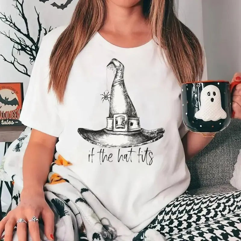 If The Hat Fits Shirt, Halloween Shirt For Women, Funny Witch Halloween Tee, Sarcastic Witch, Unisex Short Sleeve Tee, Womenswear