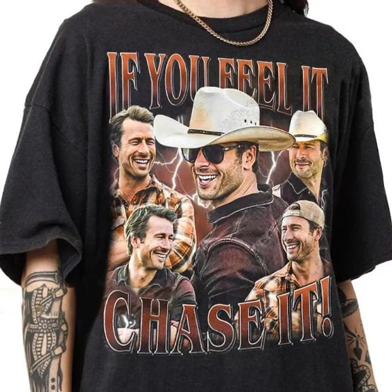 If You Feel It Chase It Glen Powell Shirt Tyler Owens Twisters Shirt Vintage 2024 Movie T-shirt Merch Men Women y2k